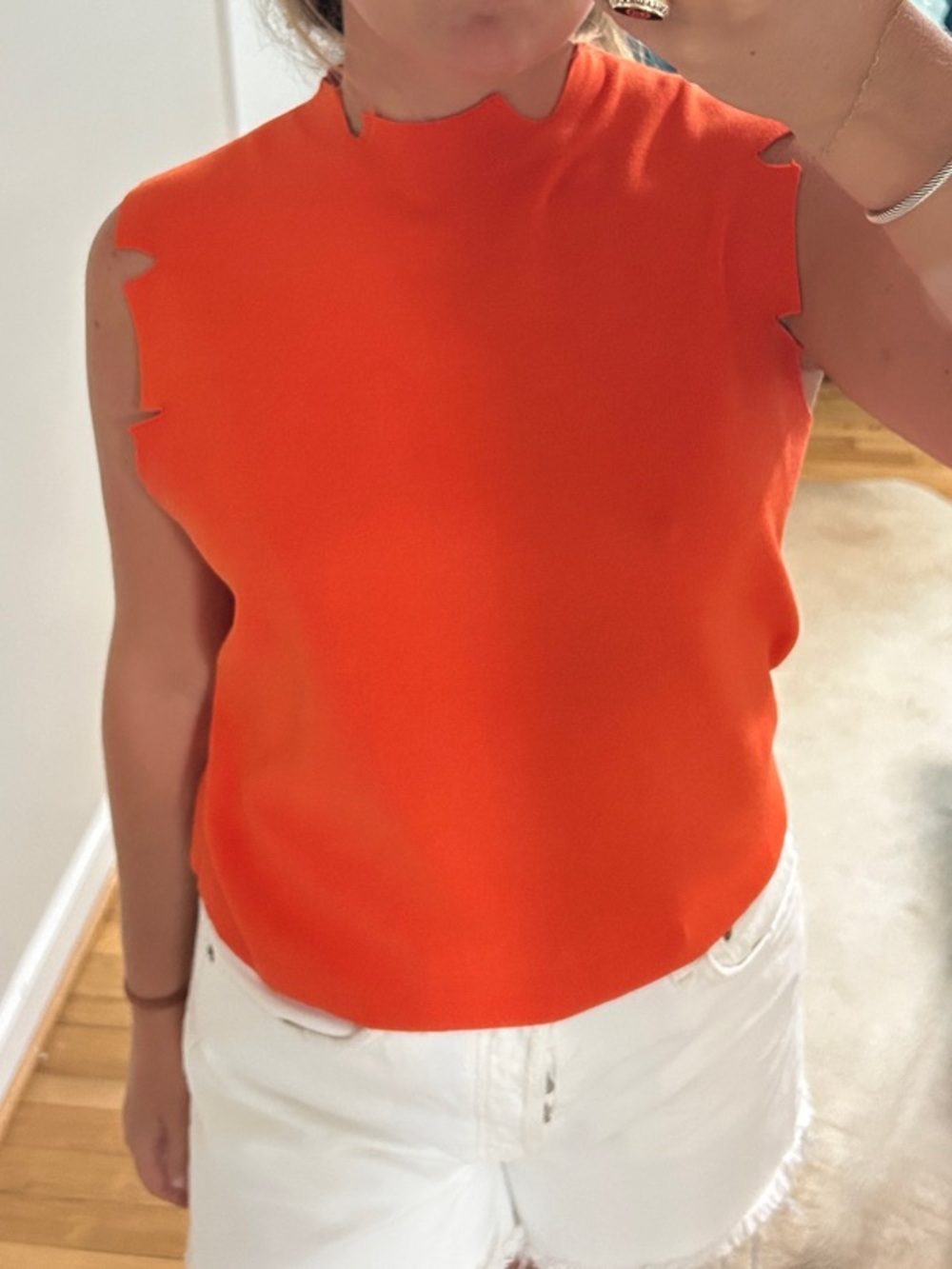 Karisma Betty Sleeveless Orange Knit Top - Modern Women's Shell